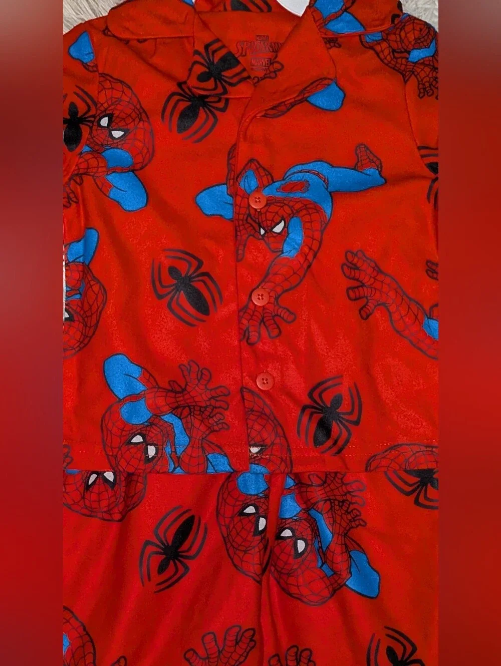 NWT, Spider-Man,2 Pc, Logo, Button Up Shirt W/Pants PJ Set-2T Or 4T